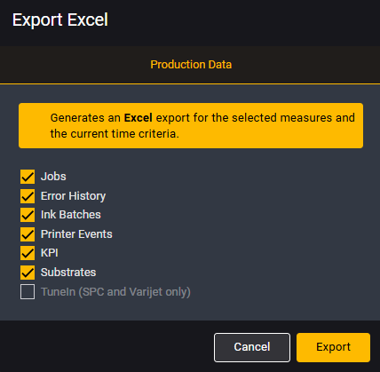 Excel Export Overlay