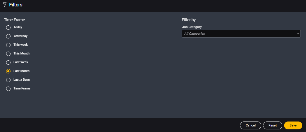 Filter Criteria Overlay