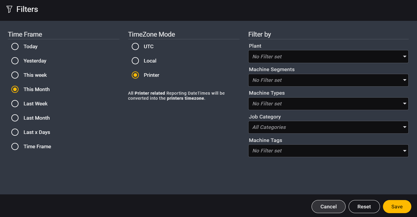 Filter Criteria Overlay