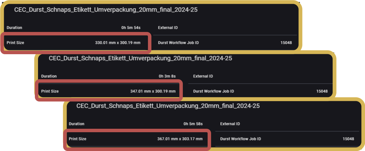 Different print size